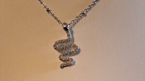 Trendy .20 Carat Genuine Diamond Snake Slider Pendant Necklace